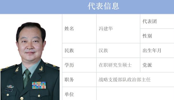 原总政干部部部长冯建华少将调任战略支援部队政治部主任